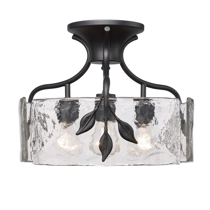 Golden 3160-SF NB-HWG Three Light Semi-Flush Mount, Natural Black