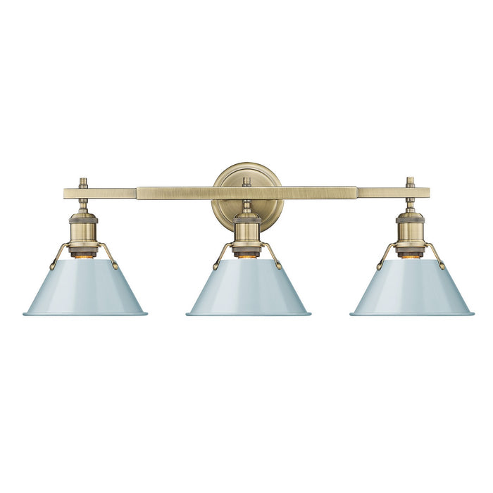 Golden 3306-BA3 AB-SF Three Light Bath Vanity, Aged Brass