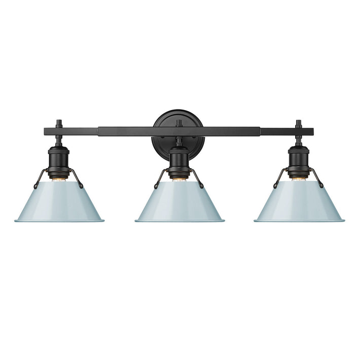 Golden 3306-BA3 BLK-SF Three Light Bath Vanity, Matte Black