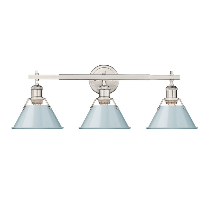 Golden 3306-BA3 PW-SF Three Light Bath Vanity, Pewter