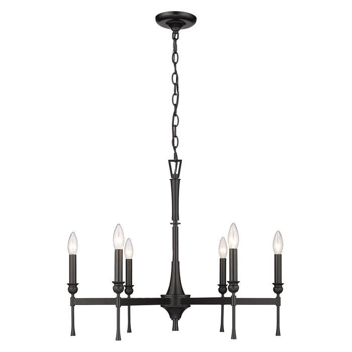 Golden 3509-6 BLK Six Light Chandelier, Matte Black
