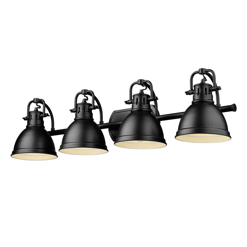 Golden 3602-BA4 BLK-BLK Four Light Bath Vanity, Matte Black