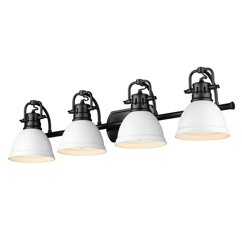 Golden 3602-BA4 BLK-WHT Four Light Bath Vanity, Matte Black