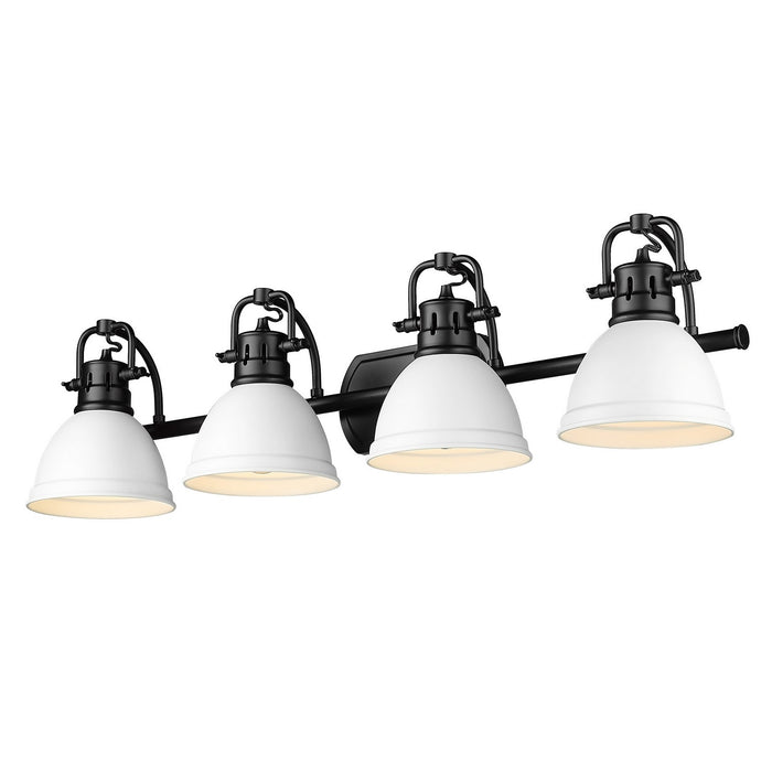 Golden 3602-BA4 BLK-WHT Four Light Bath Vanity, Matte Black