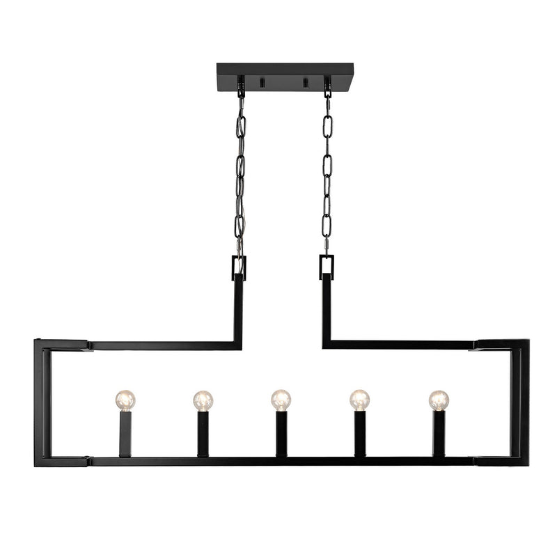 Golden 9020-LP BLK Five Light Linear Pendant, Matte Black