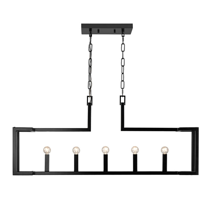 Golden 9020-LP BLK Five Light Linear Pendant, Matte Black
