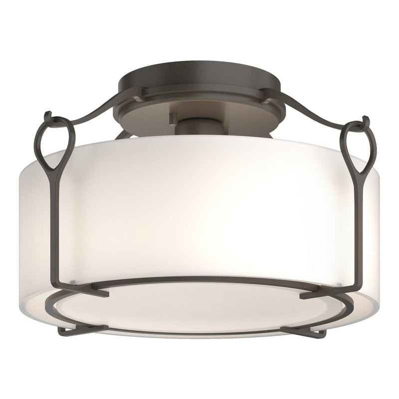Hubbardton Forge 121142-SKT-07-GG0218 One Light Semi-Flush Mount, Dark Smoke