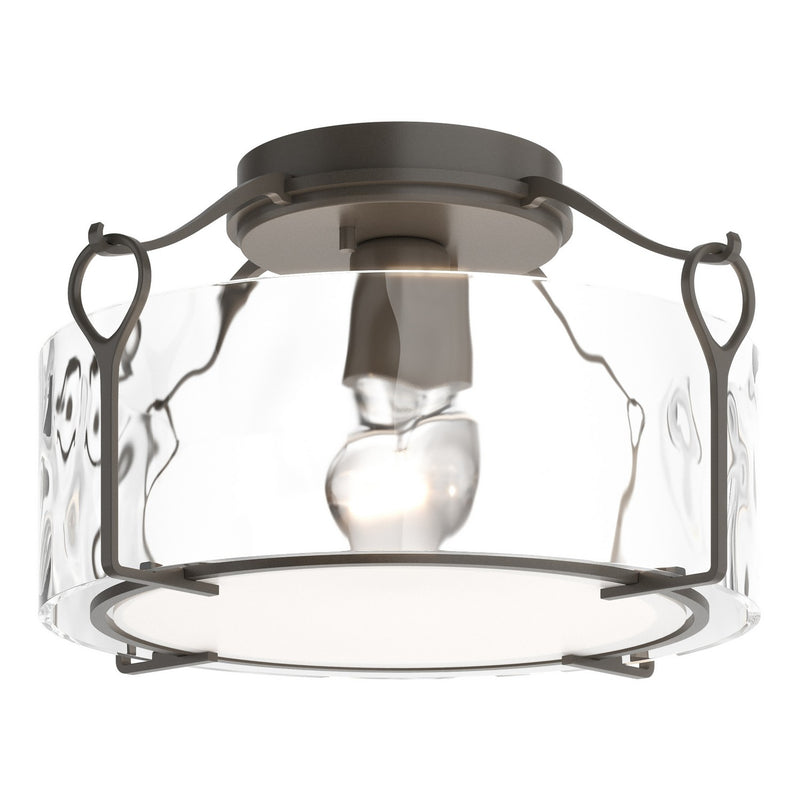 Hubbardton Forge 121142-SKT-07-LL0218 One Light Semi-Flush Mount, Dark Smoke