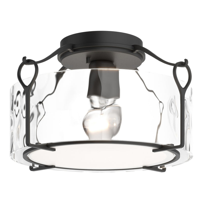 Hubbardton Forge 121142-SKT-10-LL0218 One Light Semi-Flush Mount, Black