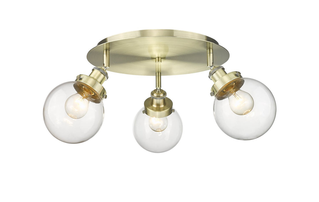 Innovations 916-3C-AB-G202-6 Three Light Flush Mount, Antique Brass