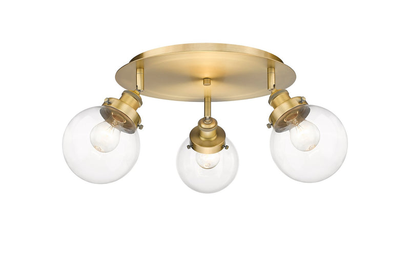 Innovations 916-3C-BB-G202-6 Three Light Flush Mount, Brushed Brass