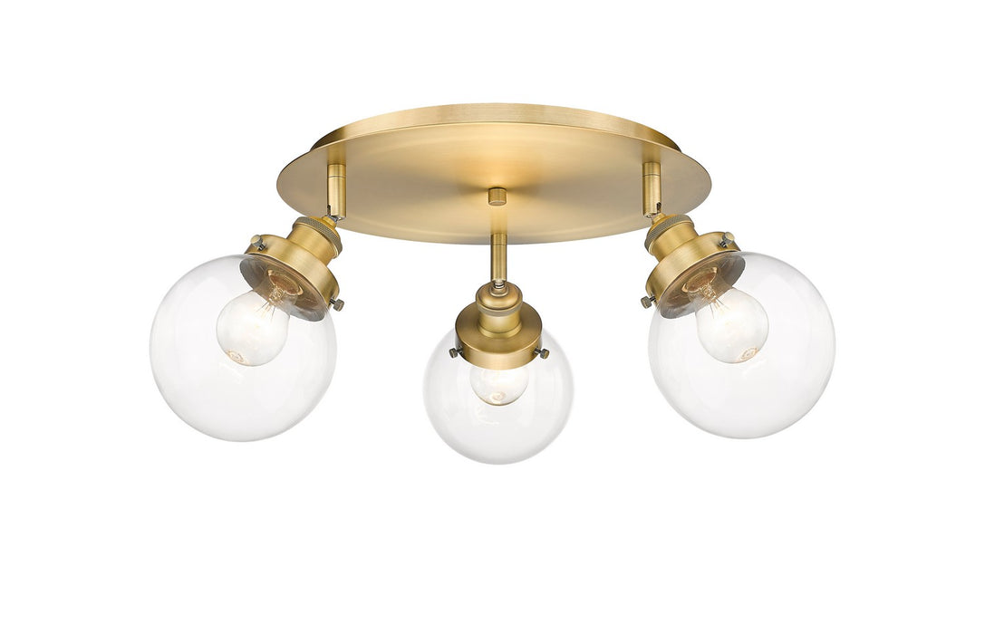 Innovations 916-3C-BB-G202-6 Three Light Flush Mount, Brushed Brass