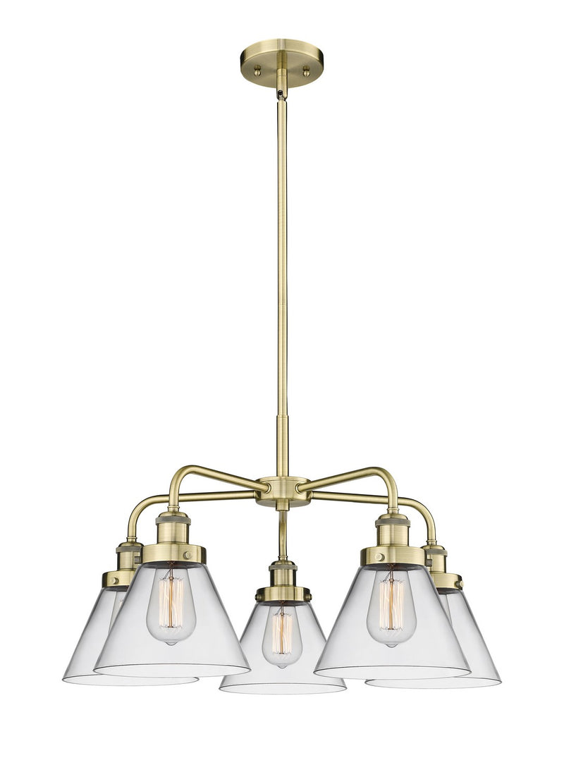 Innovations 916-5CR-AB-G42 Five Light Chandelier, Antique Brass