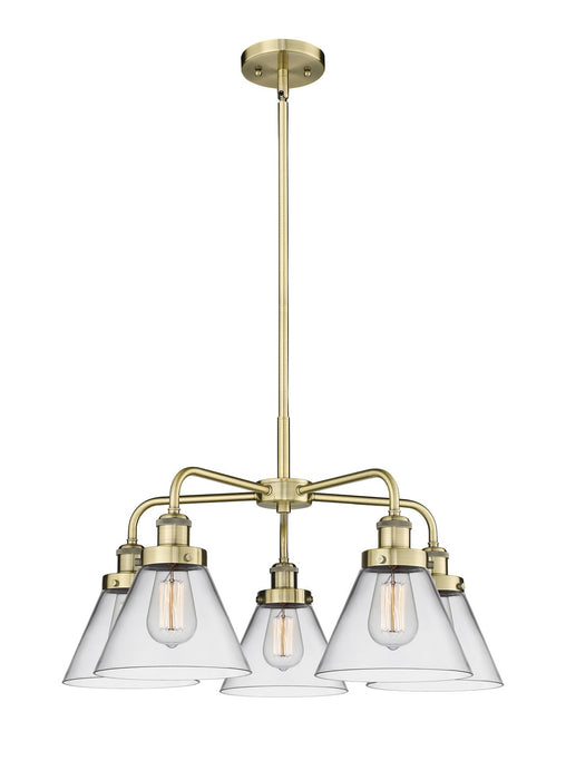Innovations 916-5CR-AB-G42 Five Light Chandelier, Antique Brass