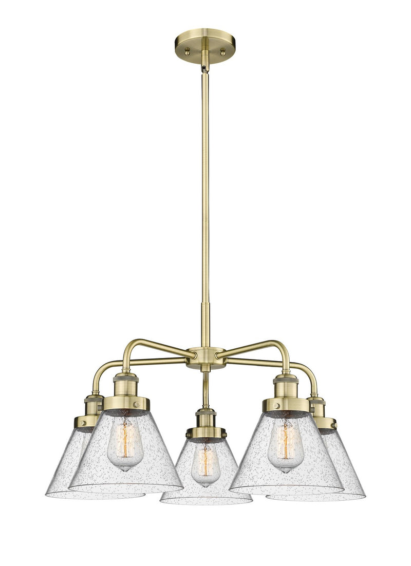 Innovations 916-5CR-AB-G44 Five Light Chandelier, Antique Brass