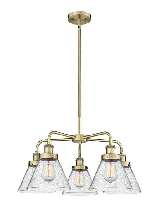 Innovations 916-5CR-AB-G44 Five Light Chandelier, Antique Brass