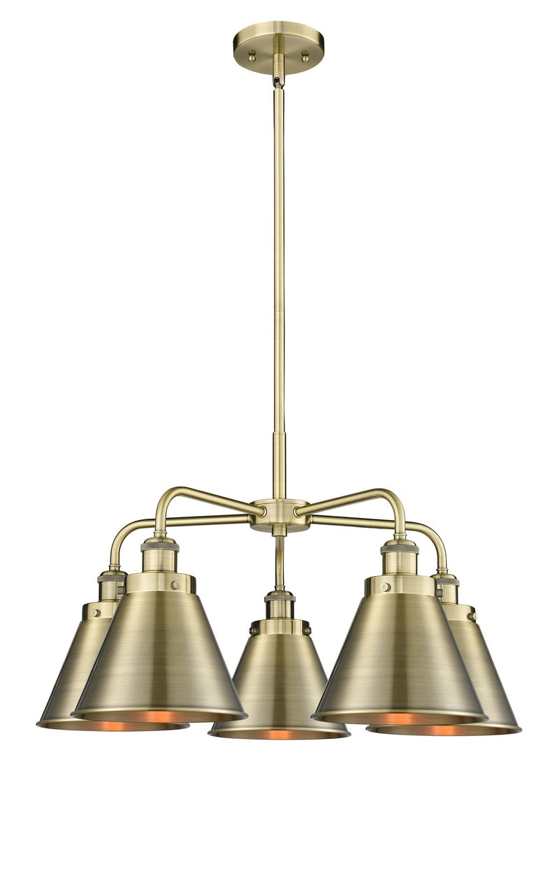 Innovations 916-5CR-AB-M13-AB Five Light Chandelier, Antique Brass
