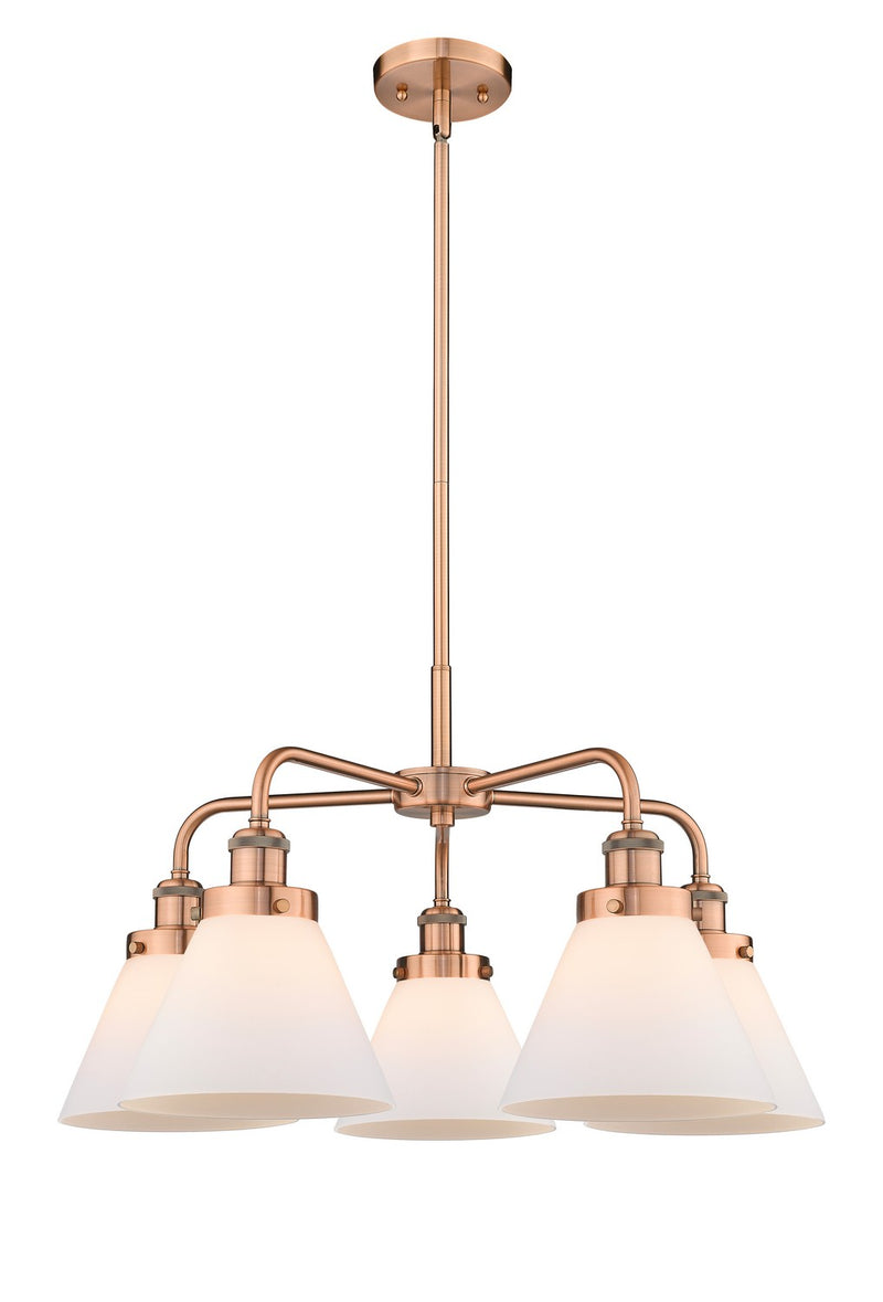 Innovations 916-5CR-AC-G41 Five Light Chandelier, Antique Copper