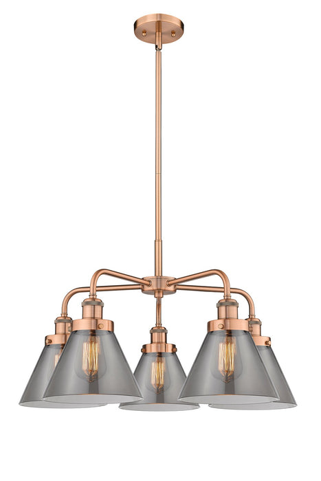 Innovations 916-5CR-AC-G43 Five Light Chandelier, Antique Copper