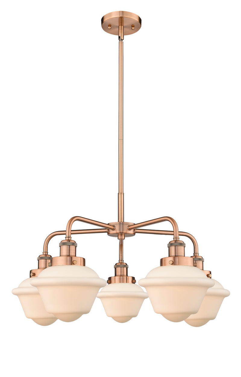 Innovations 916-5CR-AC-G531 Five Light Chandelier, Antique Copper