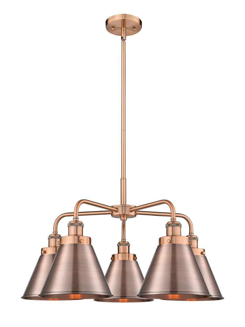 Innovations 916-5CR-AC-M13-AC Five Light Chandelier, Antique Copper
