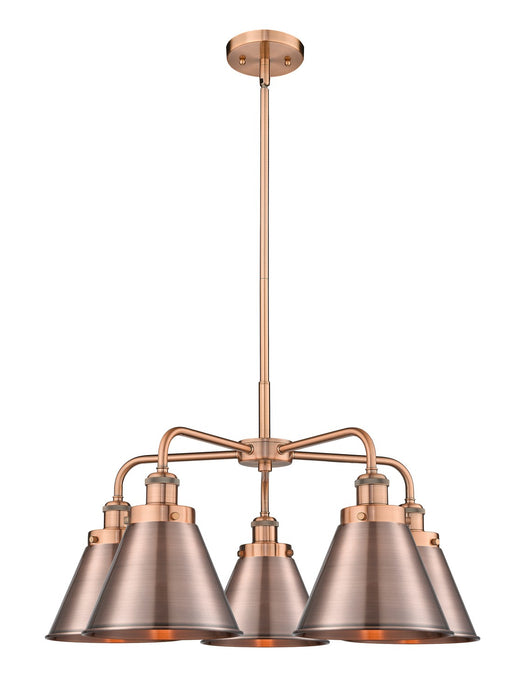 Innovations 916-5CR-AC-M13-AC Five Light Chandelier, Antique Copper