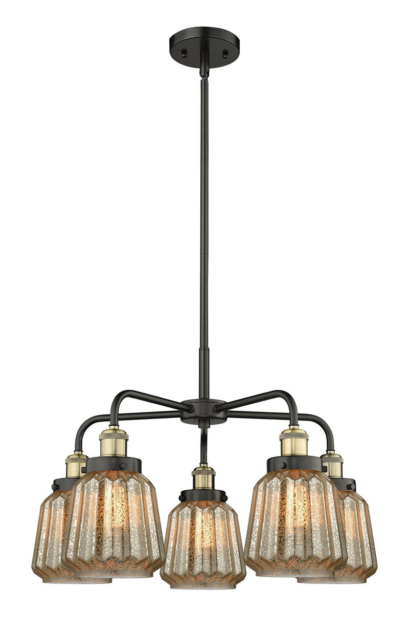 Innovations 916-5CR-BAB-G146 Five Light Chandelier, Black Antique Brass