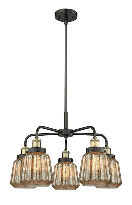 Innovations 916-5CR-BAB-G146 Five Light Chandelier, Black Antique Brass