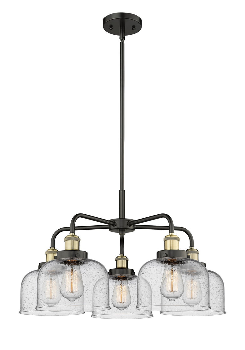 Innovations 916-5CR-BAB-G74 Five Light Chandelier, Black Antique Brass
