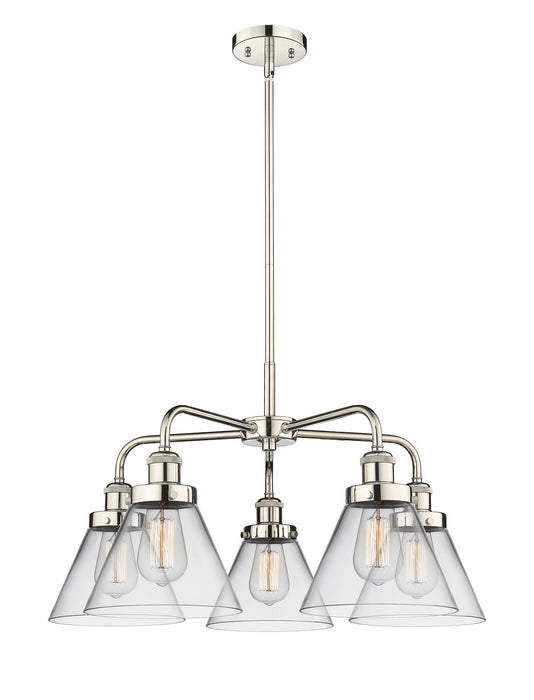 Innovations 916-5CR-PN-G42 Five Light Chandelier, Polished Nickel