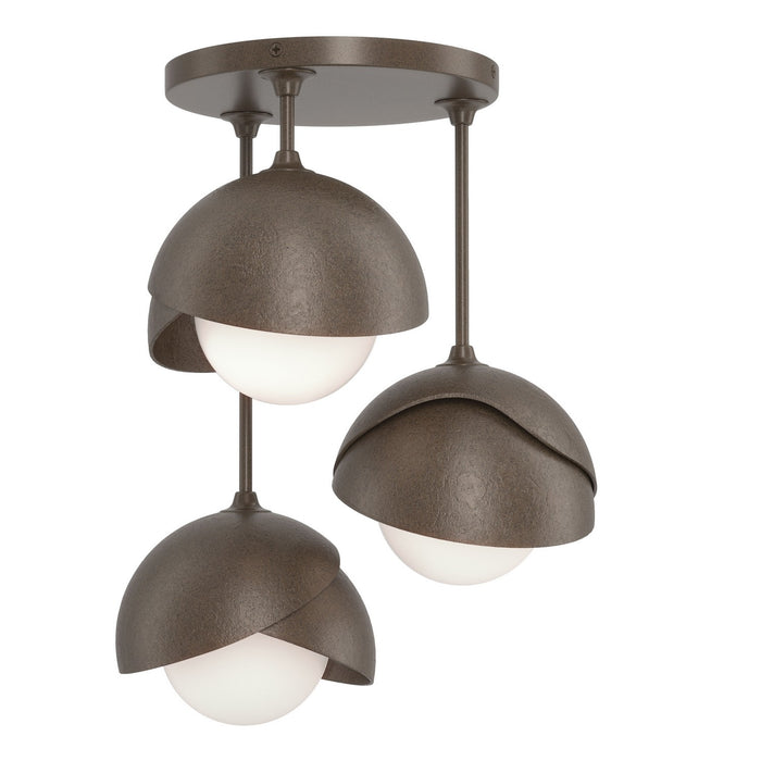 Hubbardton Forge 121374-SKT-05-05-GG0711 Three Light Semi-Flush Mount, Bronze
