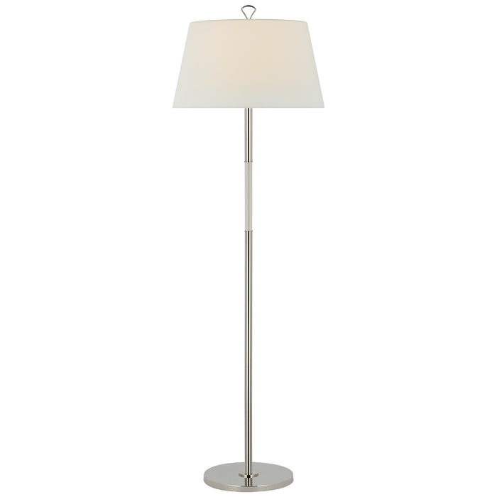 Visual Comfort Signature AL 1000PN/PAR-L LED Floor Lamp, Polished Nickel and Parchment Leather