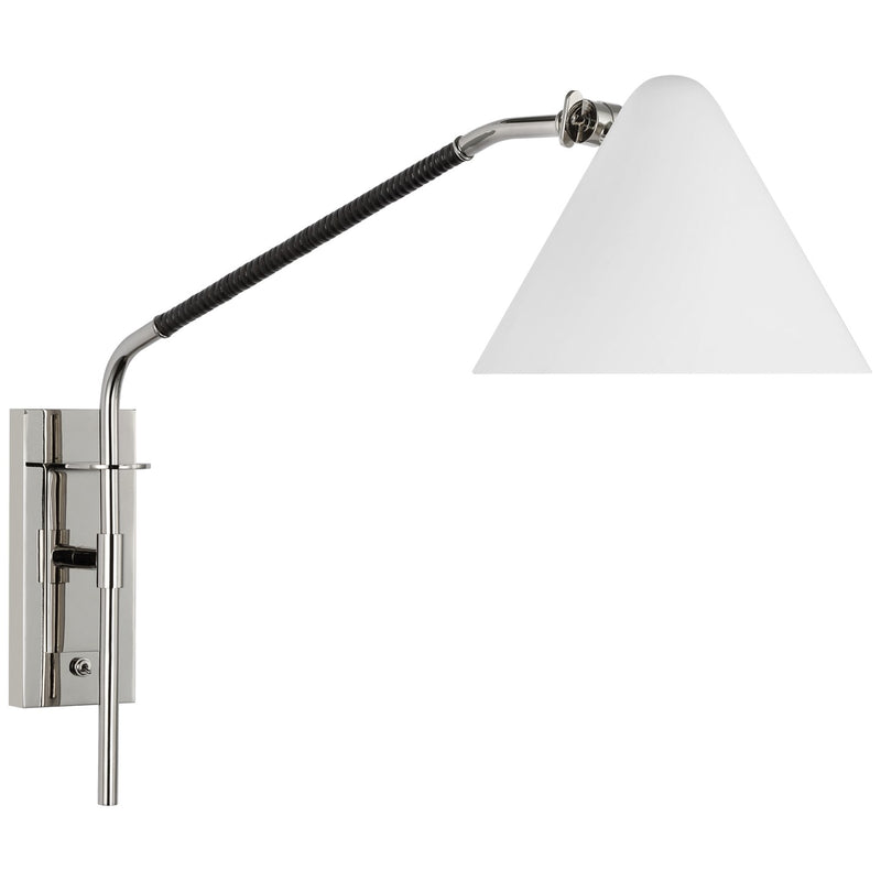 Visual Comfort Signature AL 2020PN/BRT-WHT LED Wall Sconce, Polished Nickel and Black Rattan