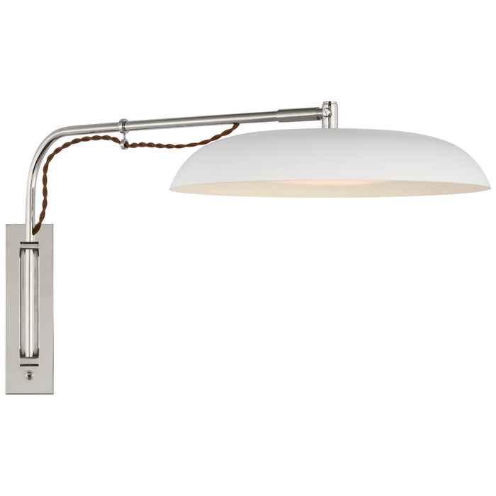 Visual Comfort Signature AL 2040PN/WHT-WG LED Wall Sconce, Polished Nickel and White