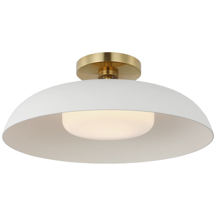 Visual Comfort Signature AL 4040HAB/WHT-WG LED Flush Mount, Hand-Rubbed Antique Brass and White