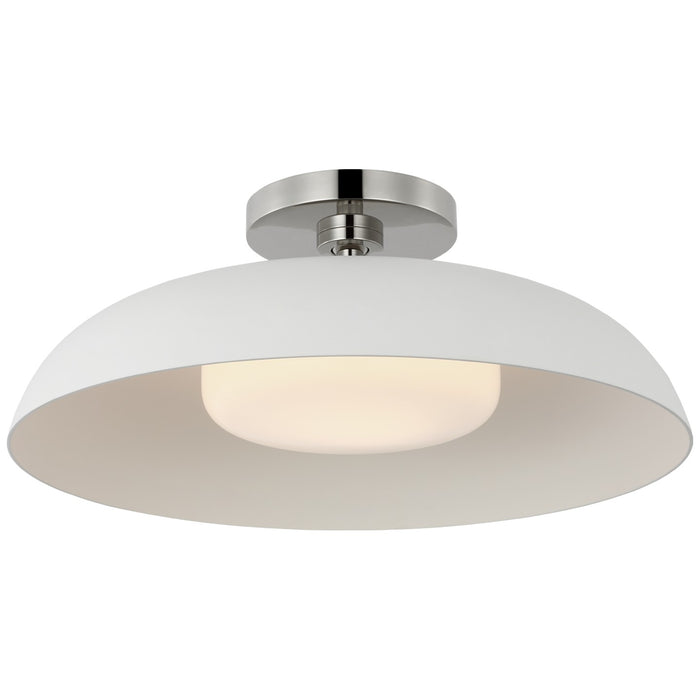 Visual Comfort Signature AL 4040PN/WHT-WG LED Flush Mount, Polished Nickel and White