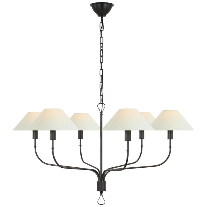 Visual Comfort Signature AL 5005BZ/CHC-L LED Chandelier, Bronze and Chocolate Leather