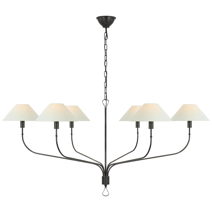 Visual Comfort Signature AL 5006BZ/CHC-L LED Chandelier, Bronze and Chocolate Leather