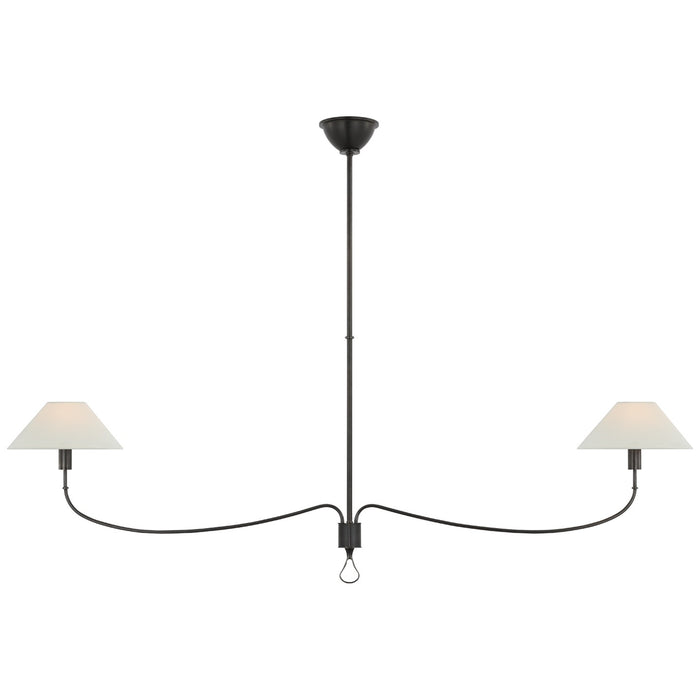 Visual Comfort Signature AL 5010BZ/CHC-L LED Chandelier, Bronze and Chocolate Leather