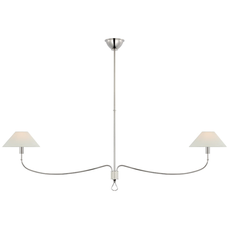 Visual Comfort Signature AL 5010PN/PAR-L LED Chandelier, Polished Nickel and Parchment Leather