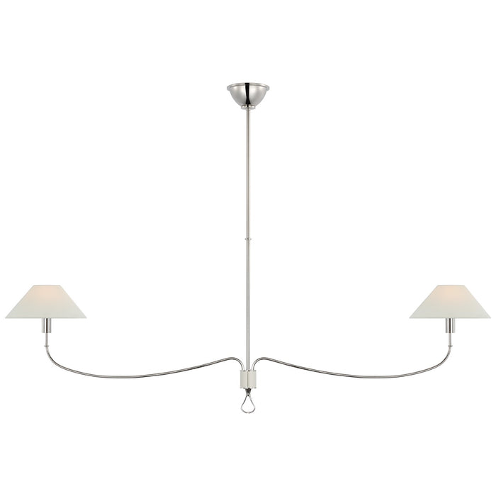 Visual Comfort Signature AL 5010PN/PAR-L LED Chandelier, Polished Nickel and Parchment Leather