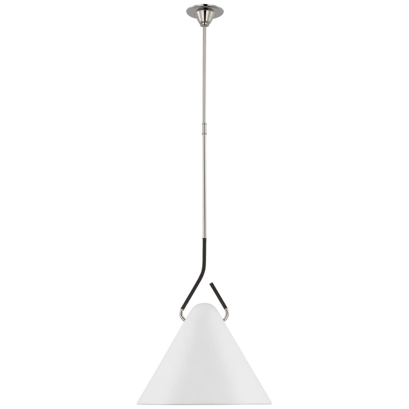Visual Comfort Signature AL 5020PN/BRT-WHT LED Pendant, Polished Nickel and Black Rattan