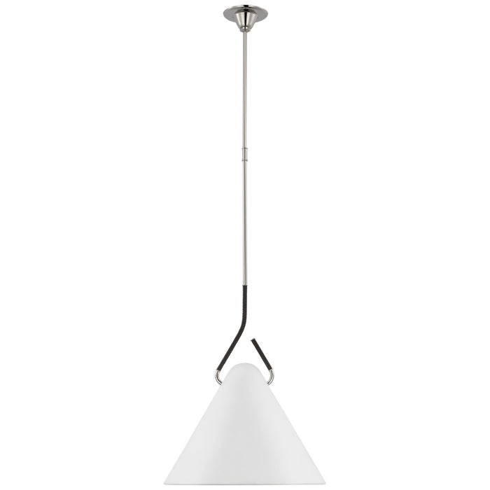 Visual Comfort Signature AL 5020PN/BRT-WHT LED Pendant, Polished Nickel and Black Rattan