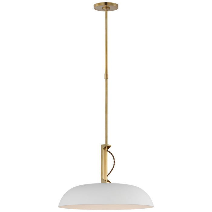 Visual Comfort Signature AL 5040HAB/WHT-WG LED Pendant, Hand-Rubbed Antique Brass and White