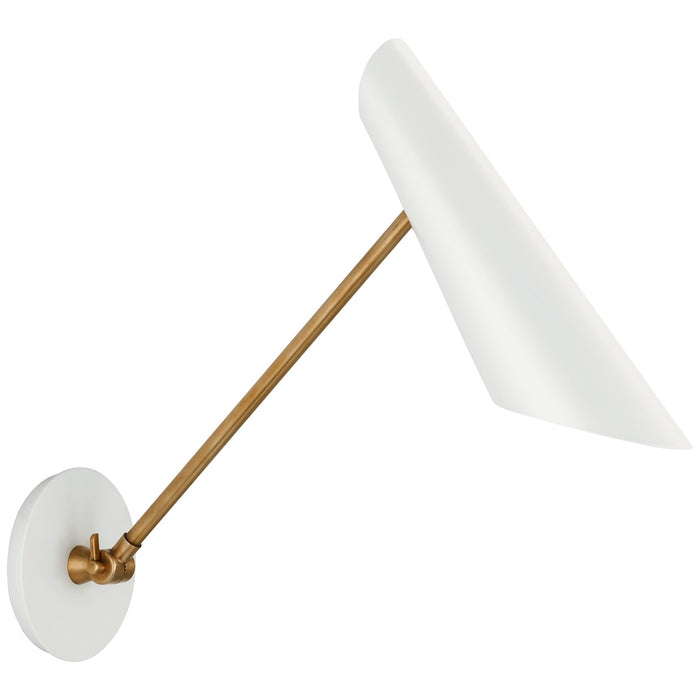 Visual Comfort Signature ARN 2412HAB-WHT LED Wall Sconce, Hand-Rubbed Antique Brass