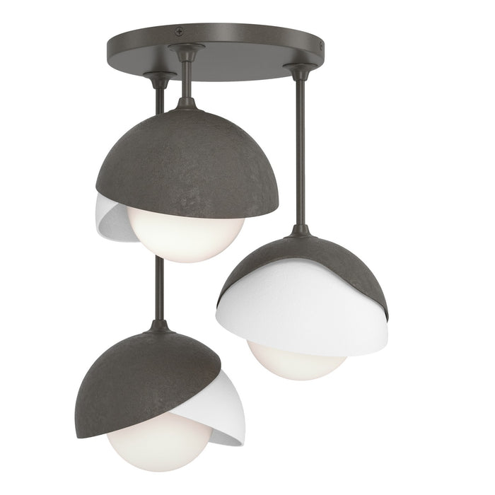 Hubbardton Forge 121374-SKT-07-02-GG0711 Three Light Semi-Flush Mount, Dark Smoke