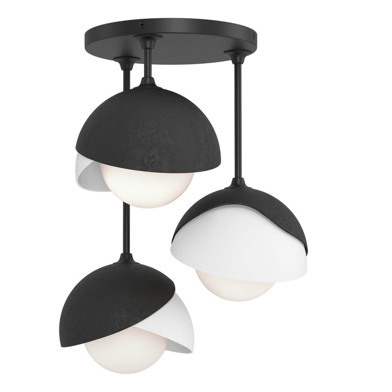 Hubbardton Forge 121374-SKT-10-02-GG0711 Three Light Semi-Flush Mount, Black
