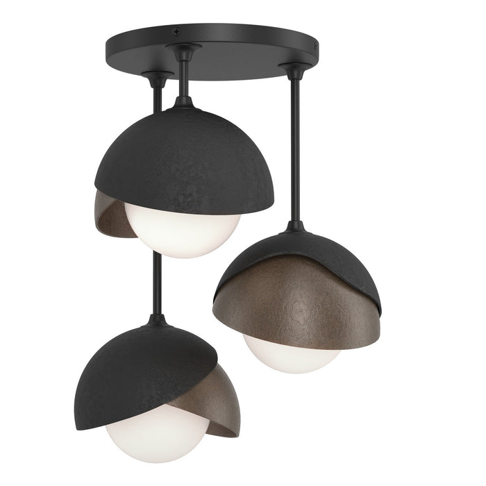 Hubbardton Forge 121374-SKT-10-10-GG0711 Three Light Semi-Flush Mount, Black
