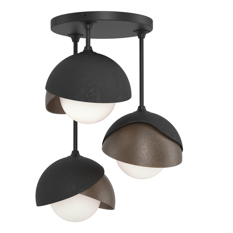 Hubbardton Forge 121374-SKT-10-05-GG0711 Three Light Semi-Flush Mount, Black