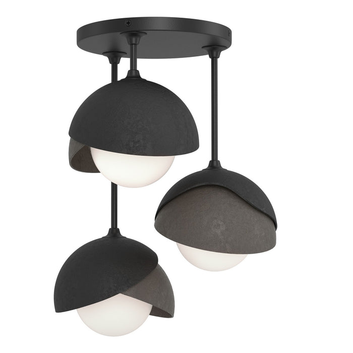 Hubbardton Forge 121374-SKT-10-07-GG0711 Three Light Semi-Flush Mount, Black